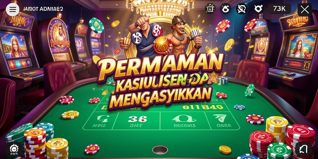 Tangkapan layar utama 73K menampilkan gameplay Kasino yang mendebarkan.