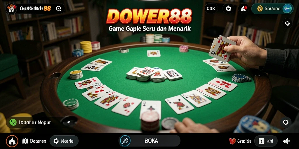 Screenshot DOWER88 menampilkan gameplay Gaple yang seru dan interaktif.
