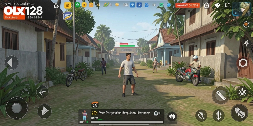 Tampilan utama OLX128 dengan gameplay simulasi yang mendetail.