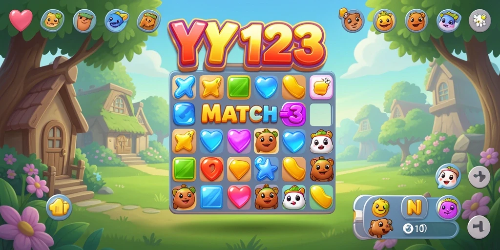 Screenshot menampilkan gameplay menarik dari YY123 dengan grafis cerah.
